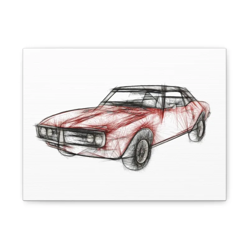 1968 Pontiac Firebird Wall Art, Red Vintage Car, Matte Canvas Print, Retro Home Decor, Car Enthusiast Gift, Automotive Art Decoration