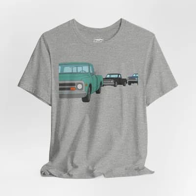 Squarebody Truck Parade T-Shirt | Vintage Pickup Truck Illustration