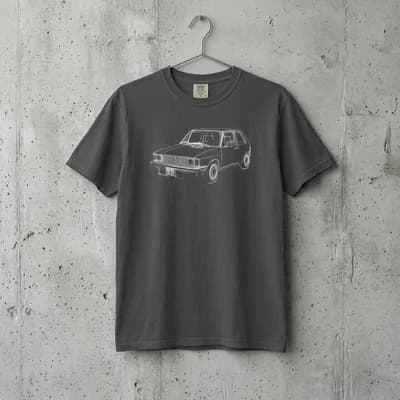 1984 VW Rabbit GTI Hard Sketch Premium T-shirt | Vintage Car Drawing